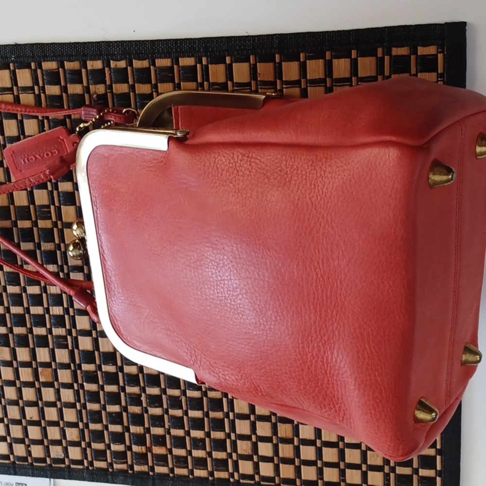 70's Bonnie Cashin Coach Kisslock Double Entry Swinger Bag Rare Zinnia(CORAL) - Picture 13 of 17